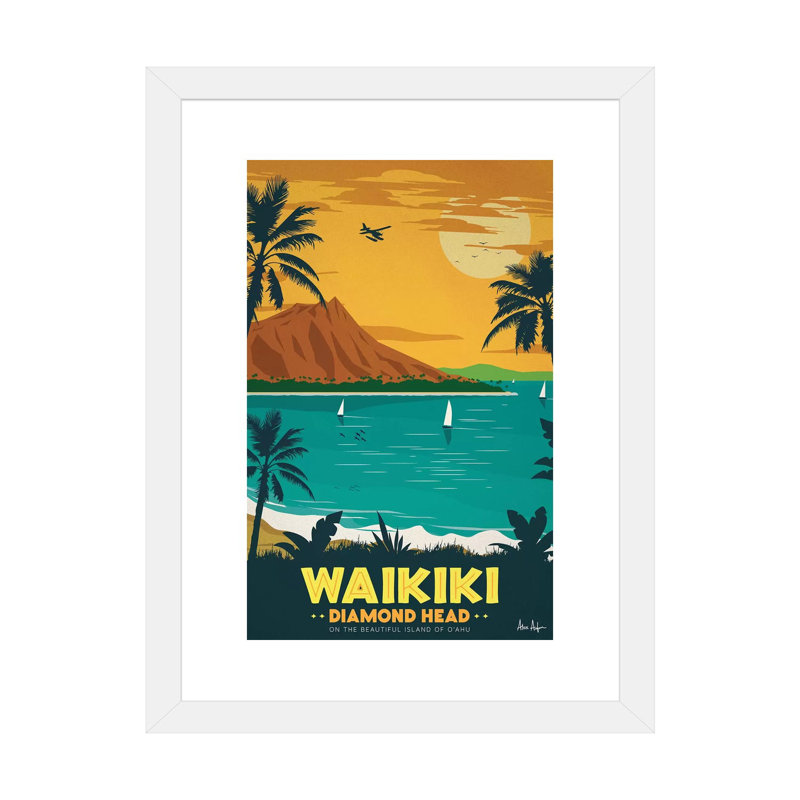 Waikiki par IdeaStorm Studios - reproduction d'art graphique à cadre flottant, H 32 po x l 24 po x P 1 po