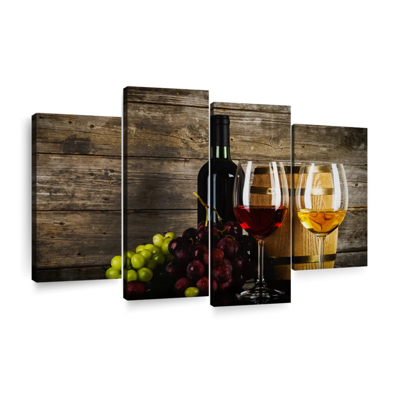 «Grapes and Wine», reproduction d'art sur toile, H 22 po x l 36 po x P 1 po