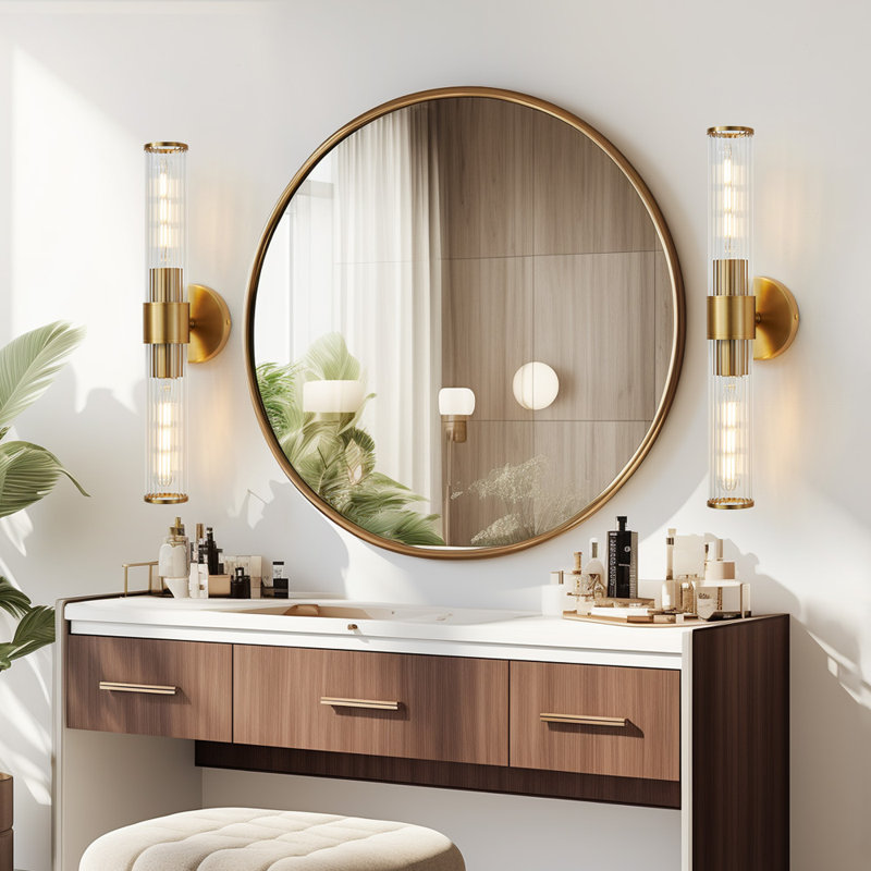 Almetta 2 - Light Bathroom Dimmable Vanity Light Bath Bar Fixtures, Gold, Screw Thread