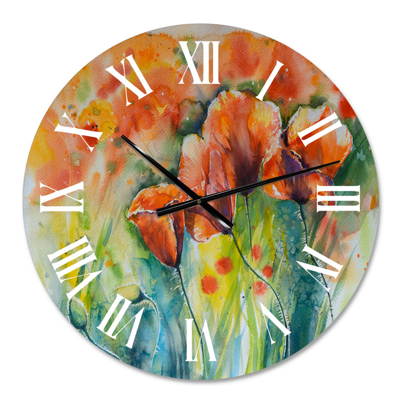 Coquelicots rouges - horloge murale traditionnelle, Petit
