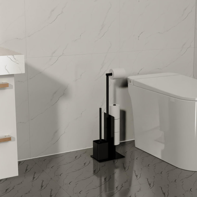 Free Standing Toilet Paper Holder, Black