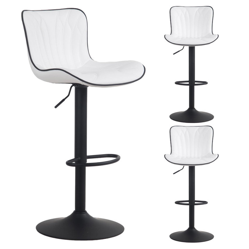 Faux Leather Swivel Adjustable Height Bar Stool, White