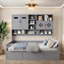 Lit de jour en bois avec lit hydraulique et armoire et tablettes tout-en-un-642258741-642258742