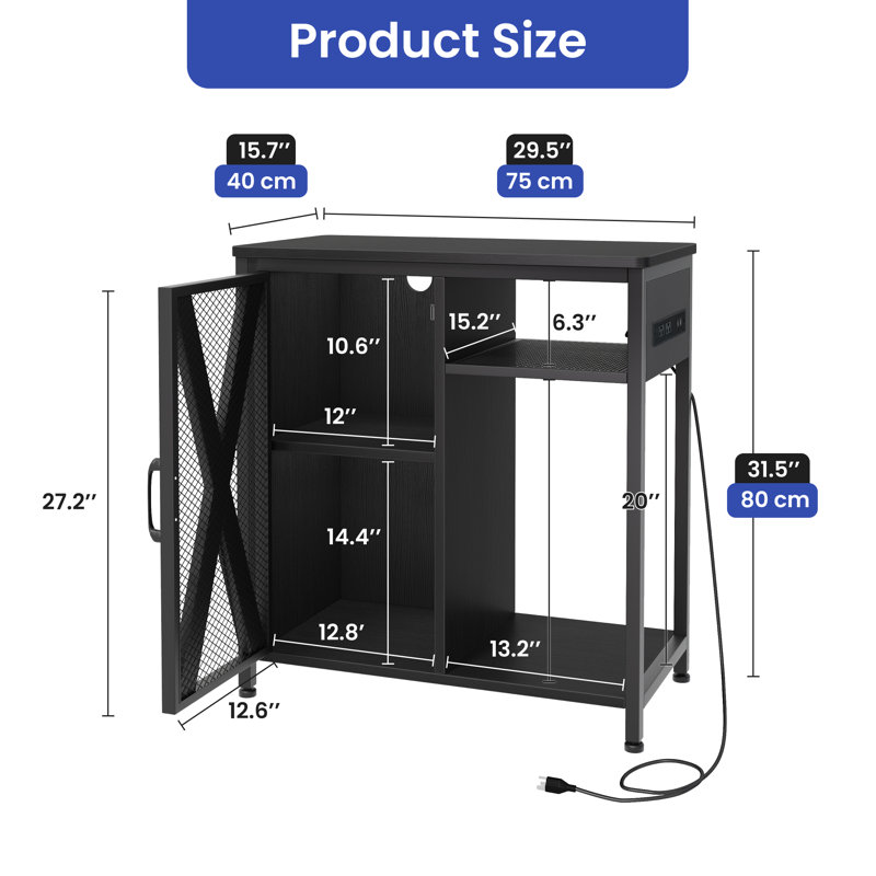 Aquarium Stand with RGB LED Lights, Power Outlets, and Cabinet for Tanks, 29 Gallon (31.5"H x 29.5"W x 15.7"D), Black