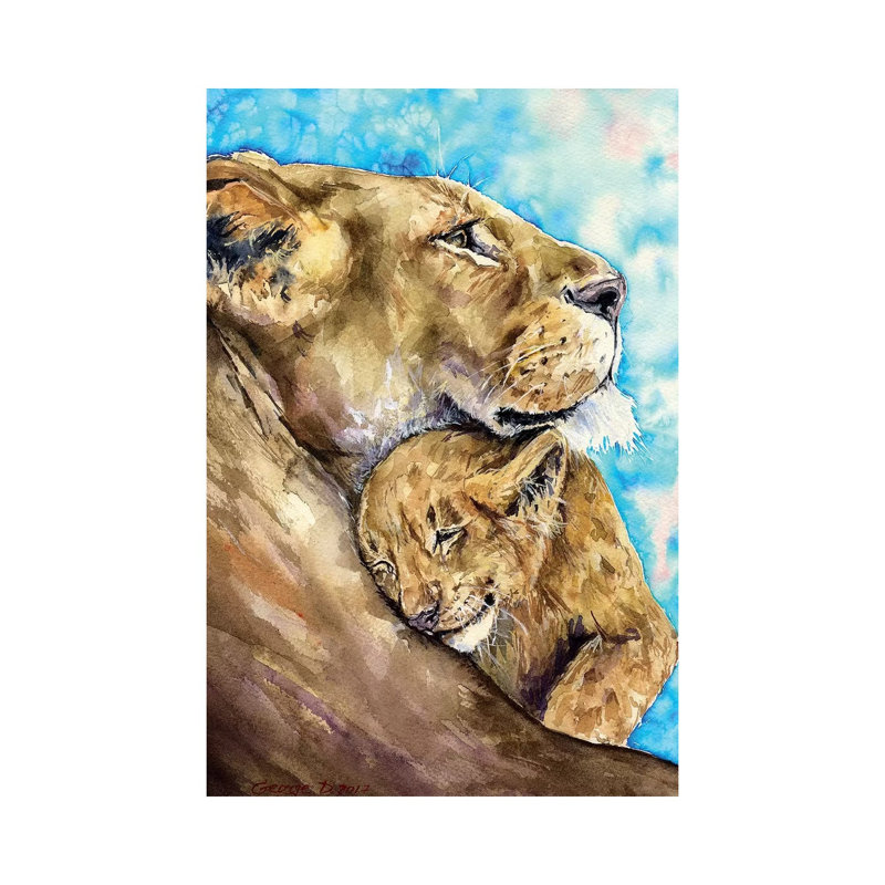 Lion Family Love by George Dyachenko - Wrapped Canvas Print, 66.04 cm H x 45.72 cm W