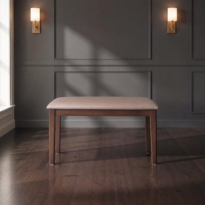 Banc robuste en bois massif avec coussin en tissu de première qualité doux et respirant, tabouret d'intérieur rembourré robuste, mobilier polyvalent polyvalent pour salle à manger, entrée, chambre à coucher, salon et petit appartement