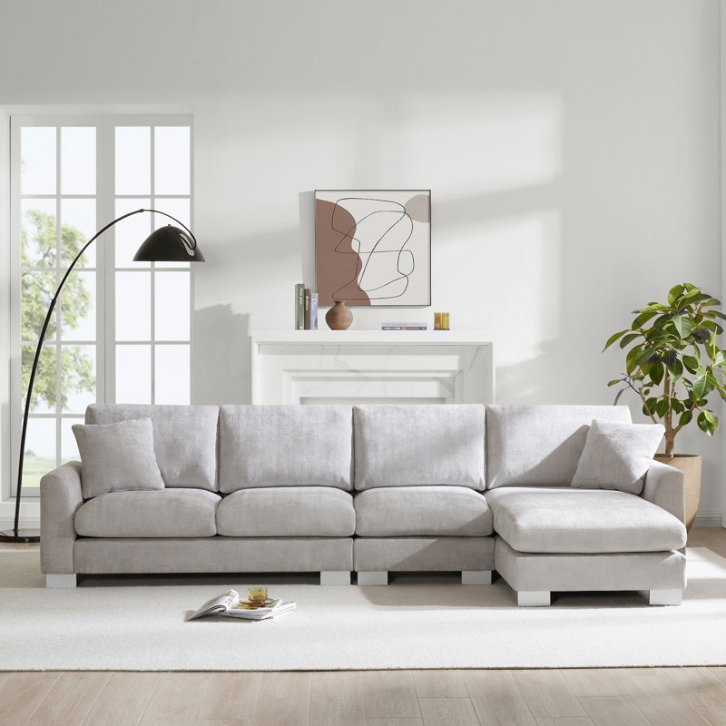 Canapé modulaire surdimensionné moderne en L avec méridienne et conception à 5 places pour un confort maximal et une efficacité d'espace.