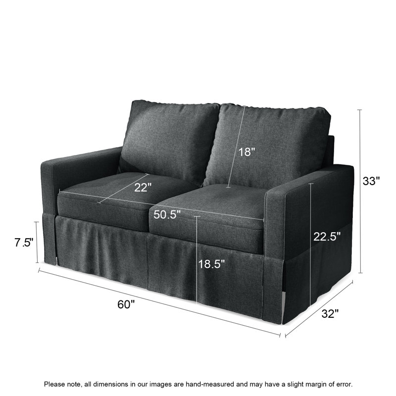 Besjana Upholstered 70'' Sofa, Dark Gray Linen, 33" x 58" x 32"