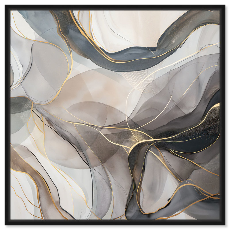 «Gleaming Horizons 1», art abstrait sur pierre par Art Remedy, H 13 po x l 13 po, Cadre noir