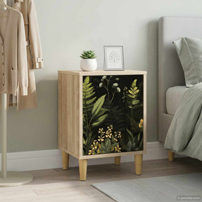 36cm W Engineered Wood Bedside Table