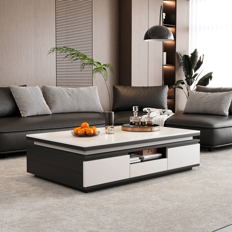 Table basse moderne moderne, Noir / blanc, H 15 po x L 47,2 po x l 25,6 po