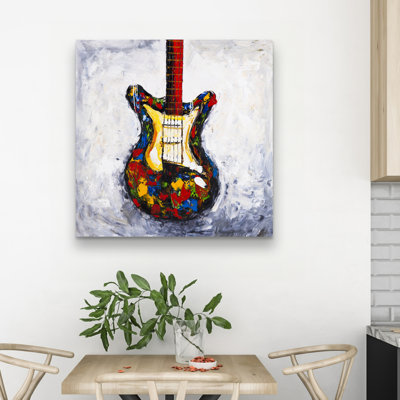 Colorful guitar - 32"x32" art on canvas