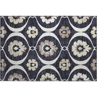 Premium Machine Washable Prisco Black Rug