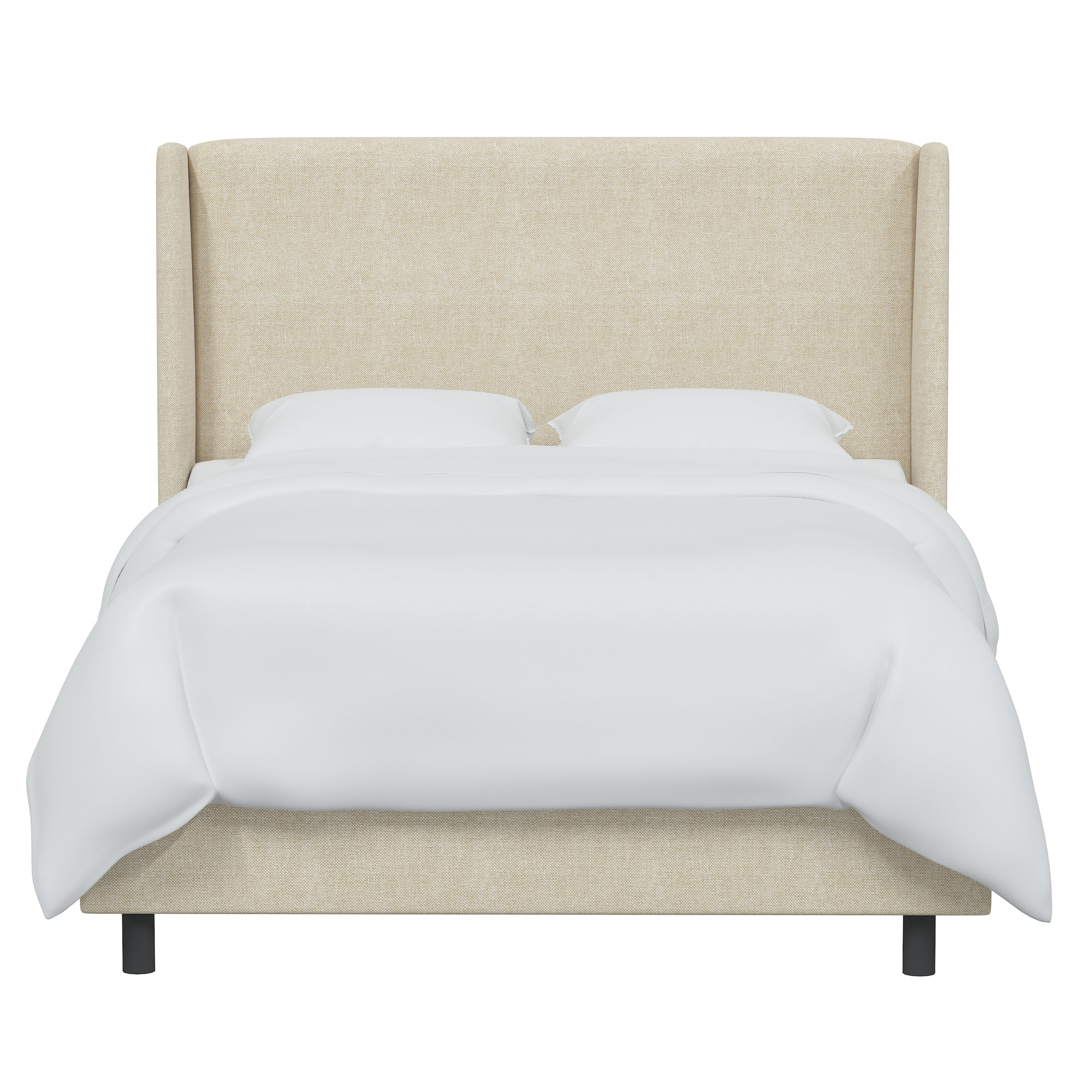 Bellfield Upholstered Wingback Bed, California King, Beige