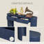 Table d'entrée avec rangement à cannelures bleu marine | Console moderne minimaliste avec plateau ovale et 2 tiroirs | Élégante table de canapé pour le couloir ou le salon-868772901