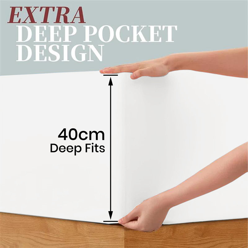 40 cm Soft Brushed Microfiber Extra Deep Fitted Sheet, White, Super King (6')