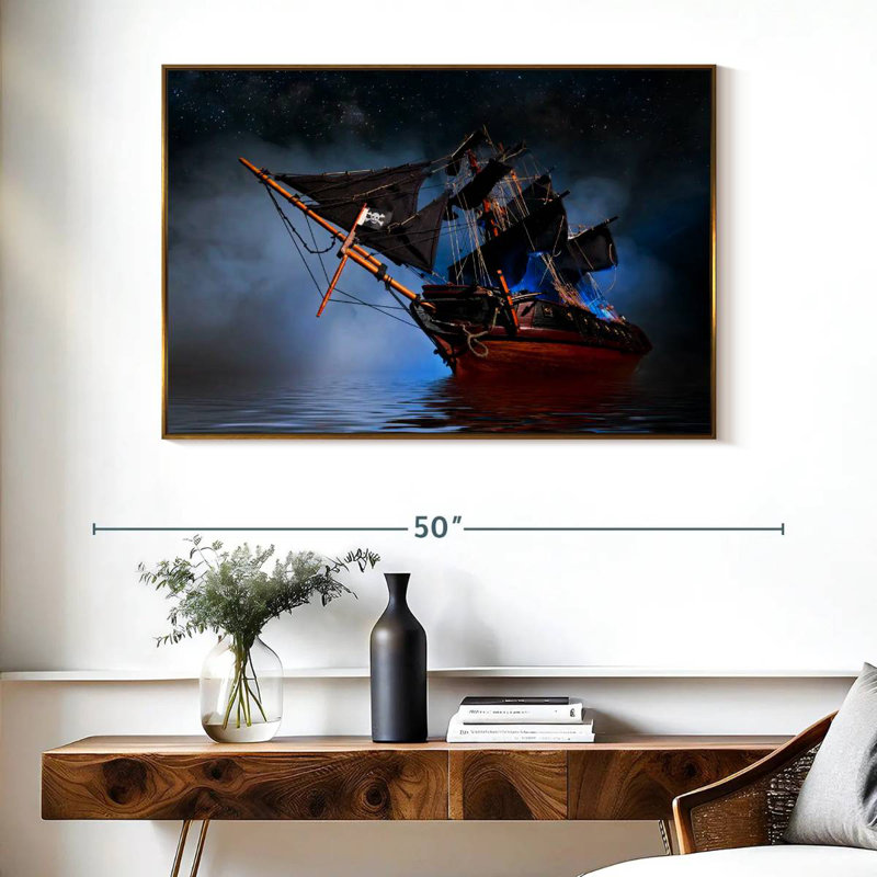 Bateau pirate, Cadre flottant doré, 40 po x 27 po