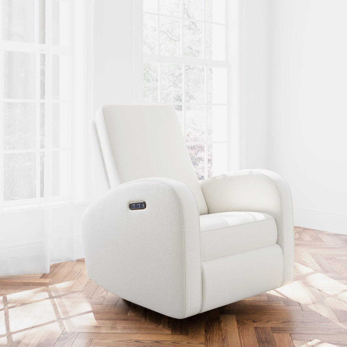 Santa Monica Swivel Glider, Ivory Basketweave