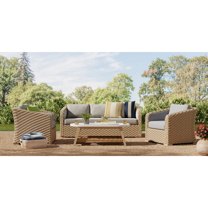 Edicott 80'' Wide Straight Patio Sofa with Cushions