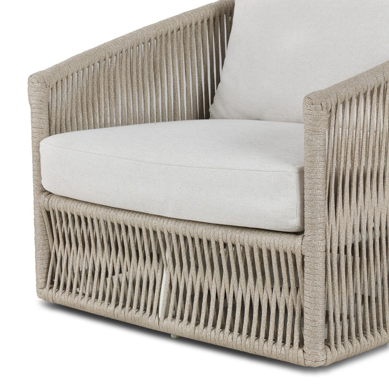 Porto Outdoor Swivel Lounge Chair, Ivory Rope, Alessi Linen
