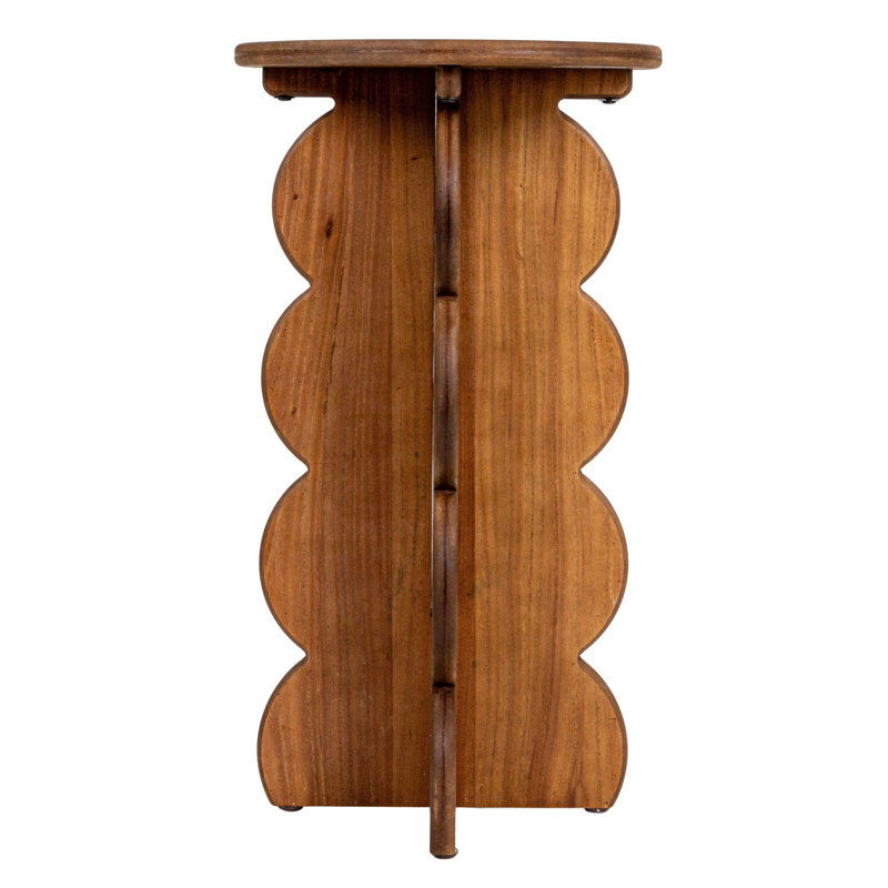 Scalloped Edge Accent Table in Walnut Finish, Walnut