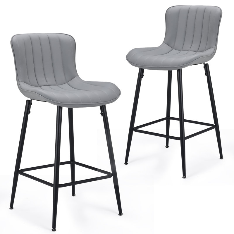 Tabouret de comptoir rembourré 27 po avec structure en métal , Gris