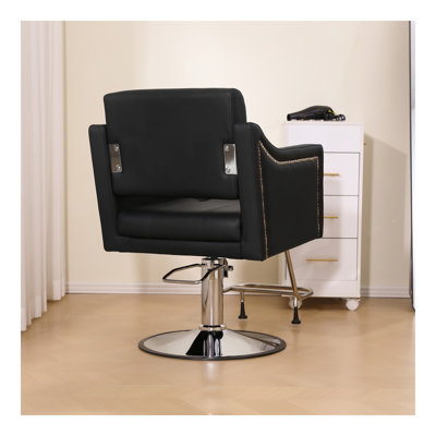 Fauteuil de coiffeur pivotant à 360 ° en similicuir pivotant réglable en hauteur pour une coupe de cheveux