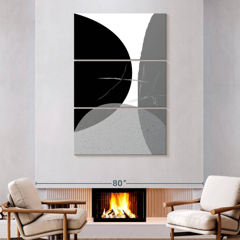 Avery Black Grey Minimalist I, 74" H x 48" W