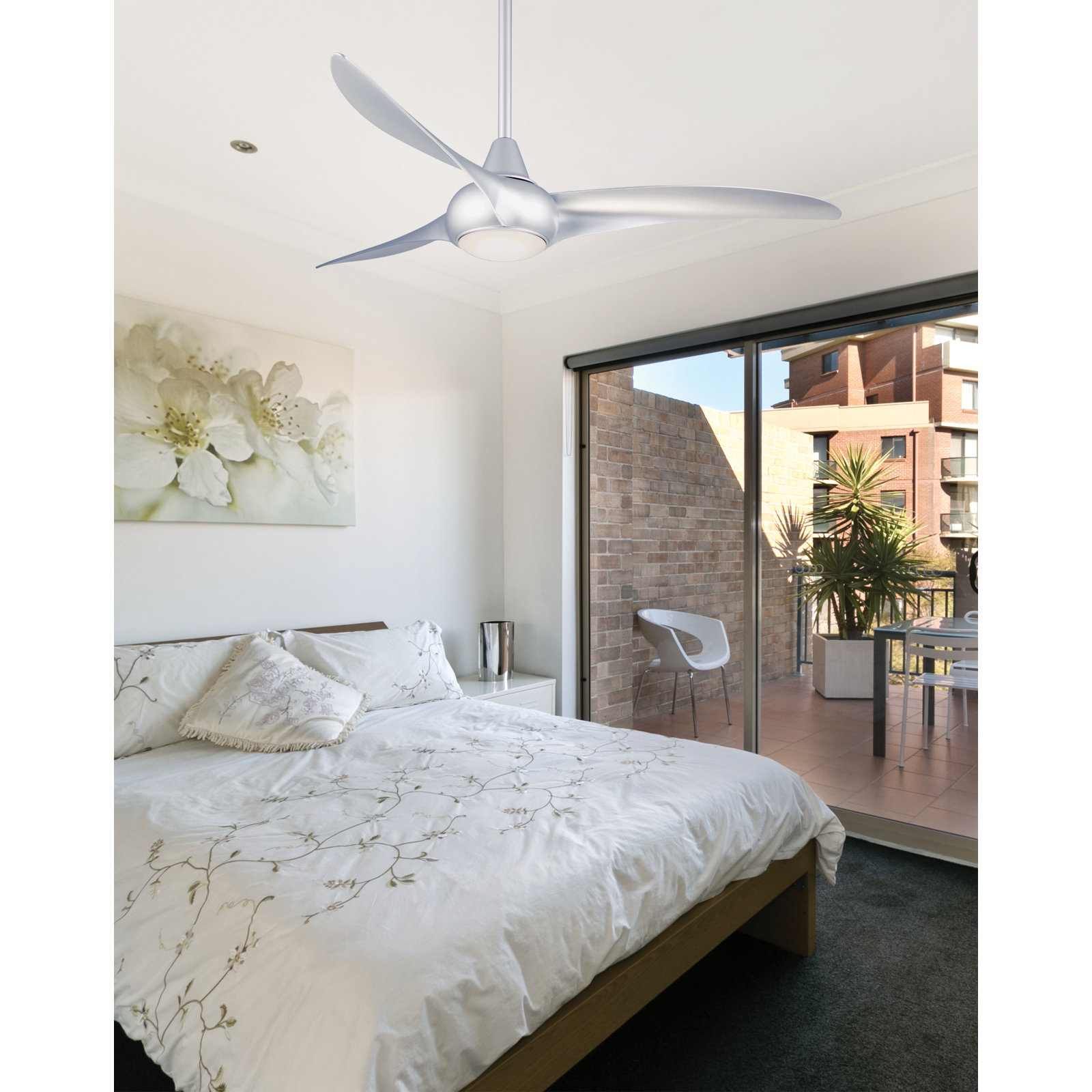 52" Wave 3 - Blade LED Propeller Ceiling Fan with Remote Control and Light Kit Included, Silver