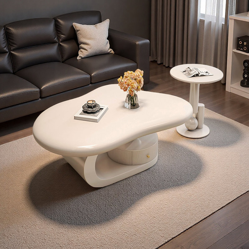 Ensemble de tables basses Home, H 17,71 po x L 39,37 po x l 27,16 po, Blanc, Blanc