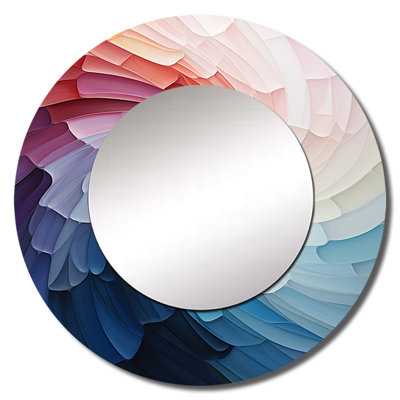 Sayette Colorful Rainbow Arc Of Simplicity - Rainbow Mirror, Traditional Round Unique Wall Mirror, Printed Metal Art