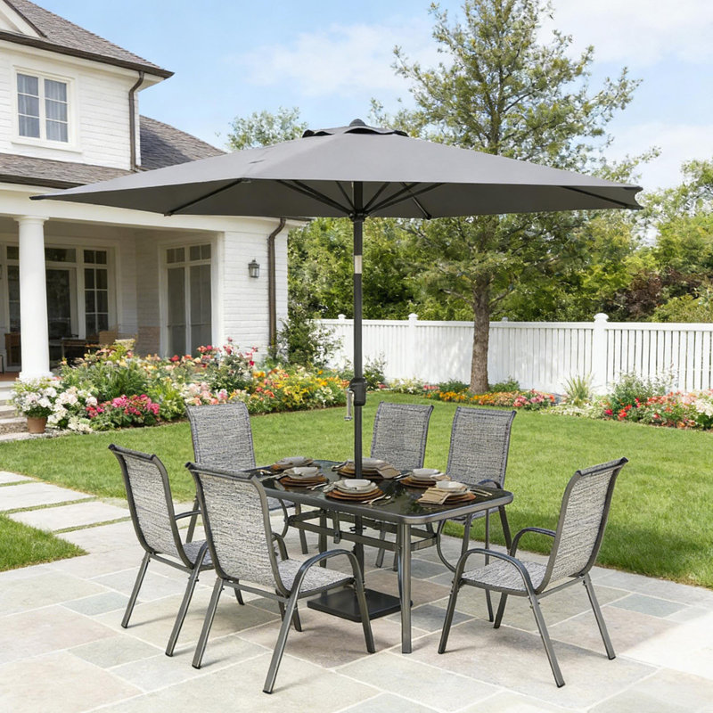 Ensemble de conversation durable, ensemble de mobilier d'extérieur, ensemble de mobilier de patio 8 pièces, Noir/gris