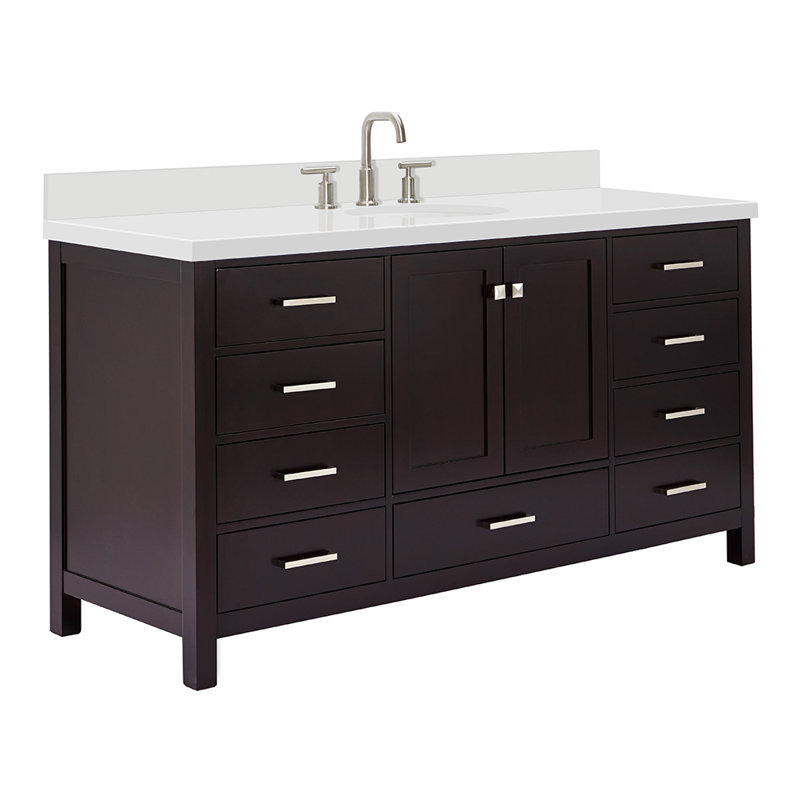 Meuble-lavabo simple 67 po avec dessus Cambridge, Espresso, Oval