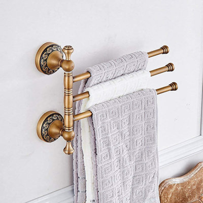Antique Brass 3 Arm Swing Towel Rack