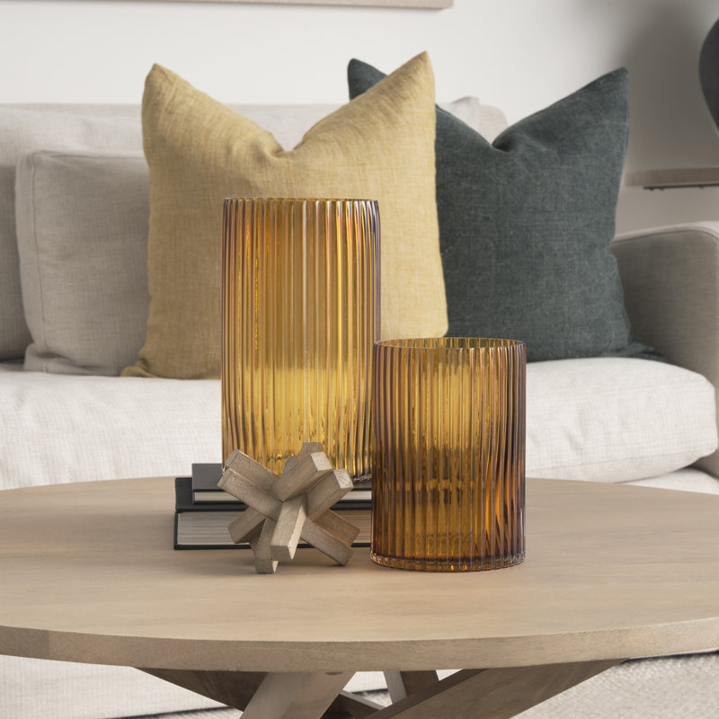 Glass Table Vase, 11.42" H x 6.10" W x 6.10" D" , Amber