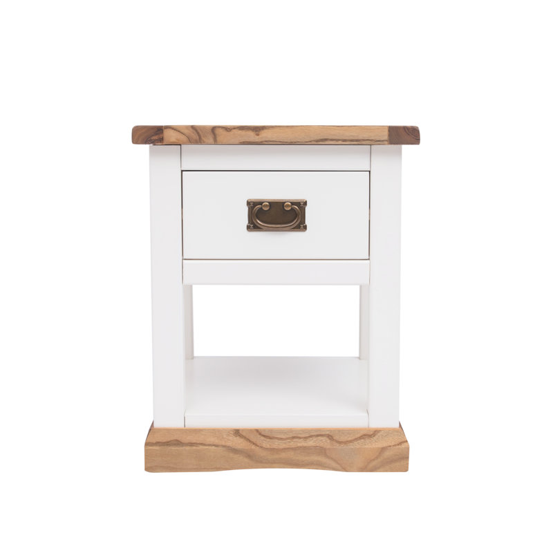 Traylor 45cm W Plywood / Laminate Board Bedside Table, White/Walnut