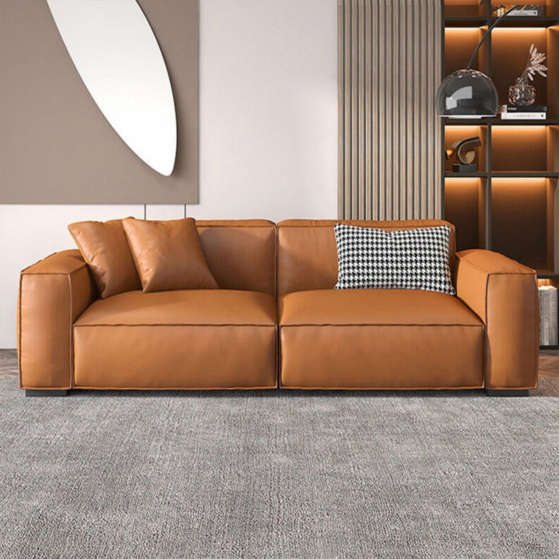 Canapé modulaire orange en cuir véritable, Orange