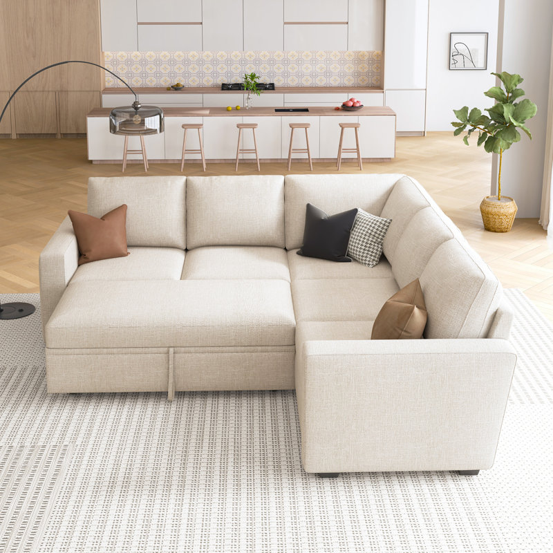 Canapé-lit modulaire Niyona, Polyester beige