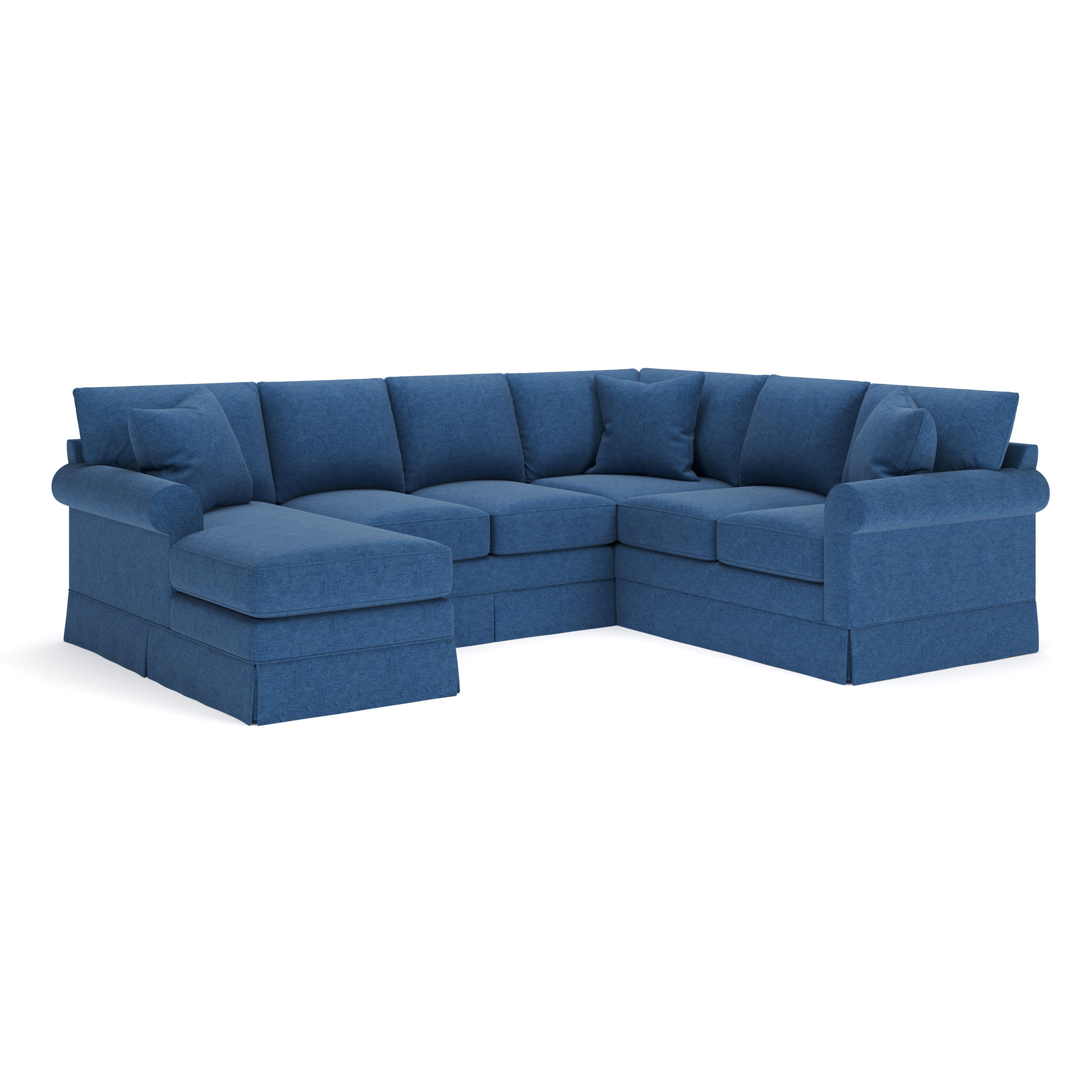 Friedman Upholstered Chaise U-Sectional, Classic Indigo Denim, Left Hand Facing