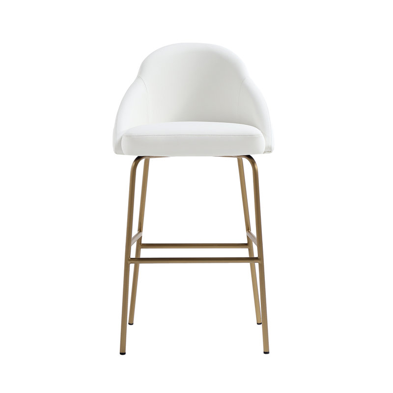 Tabouret de bar rembourré Gracie, Tabouret de bar (siège d'une hauteur de 29,1 po), Siège blanc / cadre doré