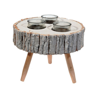 Porte-photophore en bois triple
