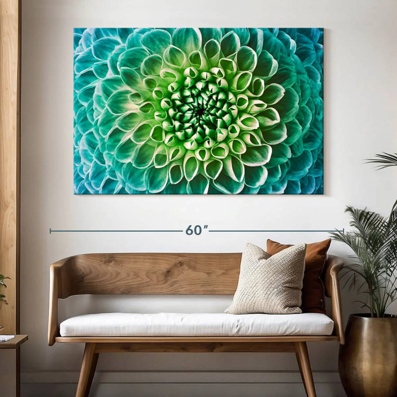 Fleur de dahlia turquoise Harnek, H 34 po x l 51 po