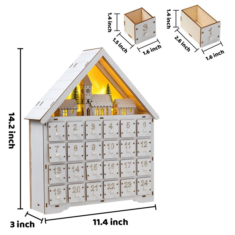 The Holiday Aisle® LED Wooden House Advent Calendar | Wayfair