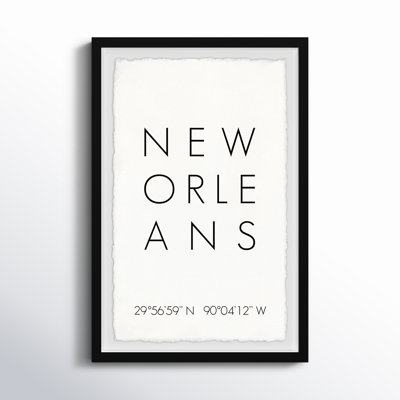 «New Orleans Coordates» par Marmont Hill - reproduction d'art textuelle encadrée