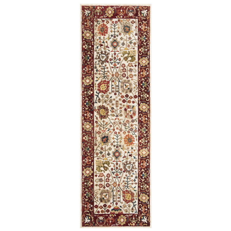 Tapis performance oriental Kurtz, Tapis de couloir 2 pi 6 po x 6 pi, Ivory/Red