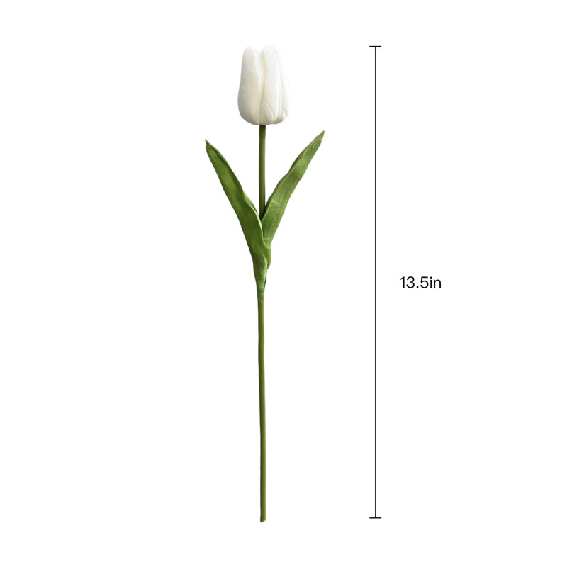 Ensemble de 20 tiges de tulipes artificielles Real Touch, Blanc