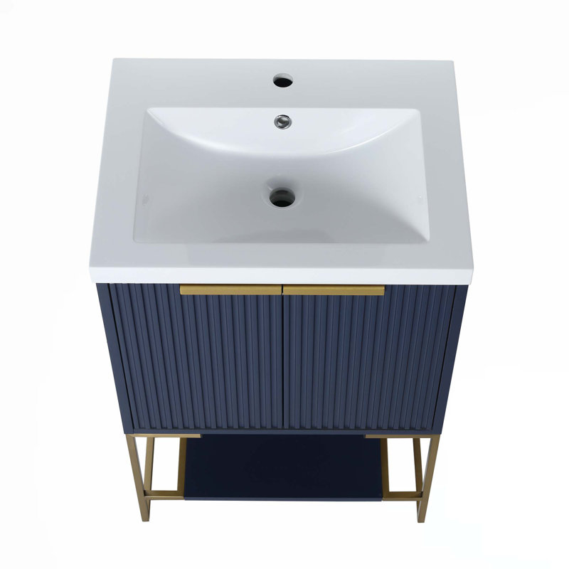 Meuble-lavabo autoportant avec lavabo en résine