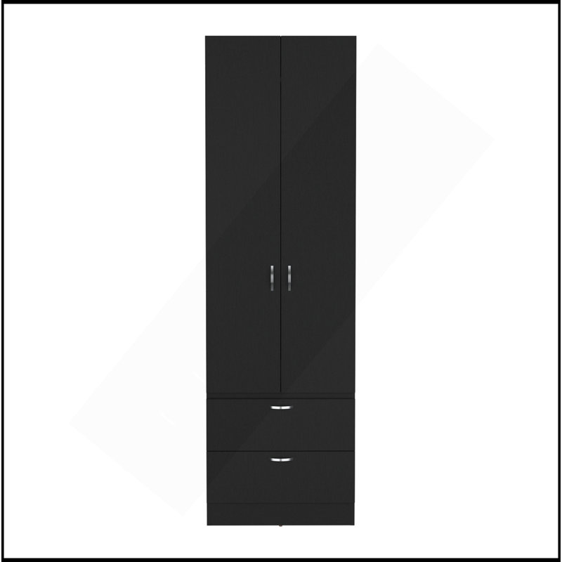 Armoire-penderie à armoire haute 76 po avec 2 tiroirs Vico, Noir