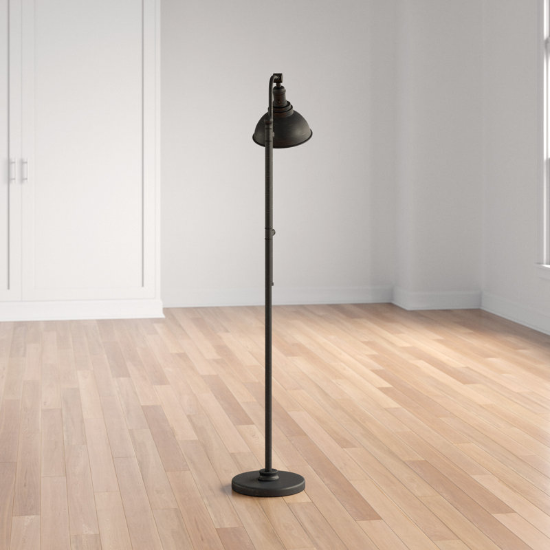Wallace 65'' Task Floor Lamp, Matte Black with Gold Distressing