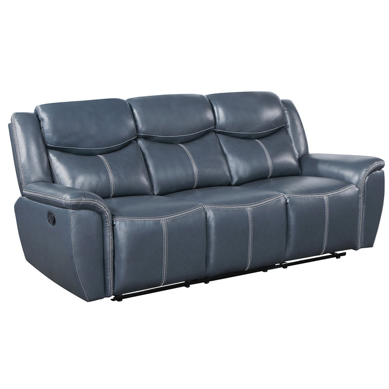 Stanwicke Blue Motion Reclining Sofa With Drop Down Table